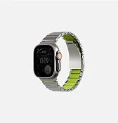 Ремешок UNIQ Strova Flex для Apple Watch 49/46/45/44 мм, зеленый / желтый (Titaniumsilver Limegreen)