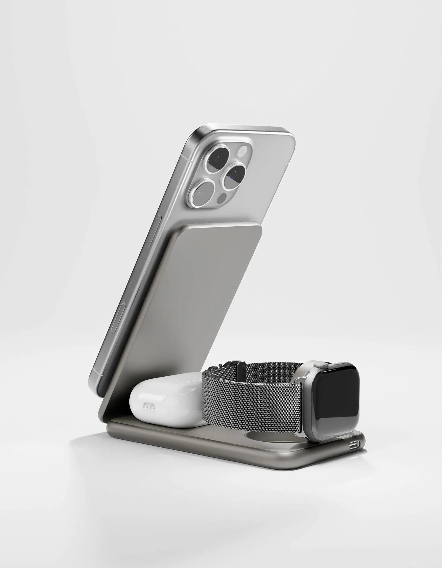 Беспроводное зарядное устройство VLP Alum Power Pro для Apple, натуральный титанphoto4