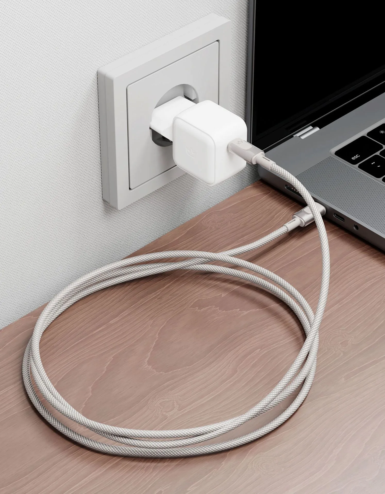 Дата-кабель VLP Force Line 100W USB-C + USB-C, 1.2m, натуральный титанphoto8