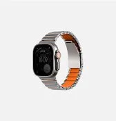 Ремешок UNIQ Strova Flex для Apple Watch 49/46/45/44 мм, оранжевый / серебристый (Titaniumsilver Voltorange)