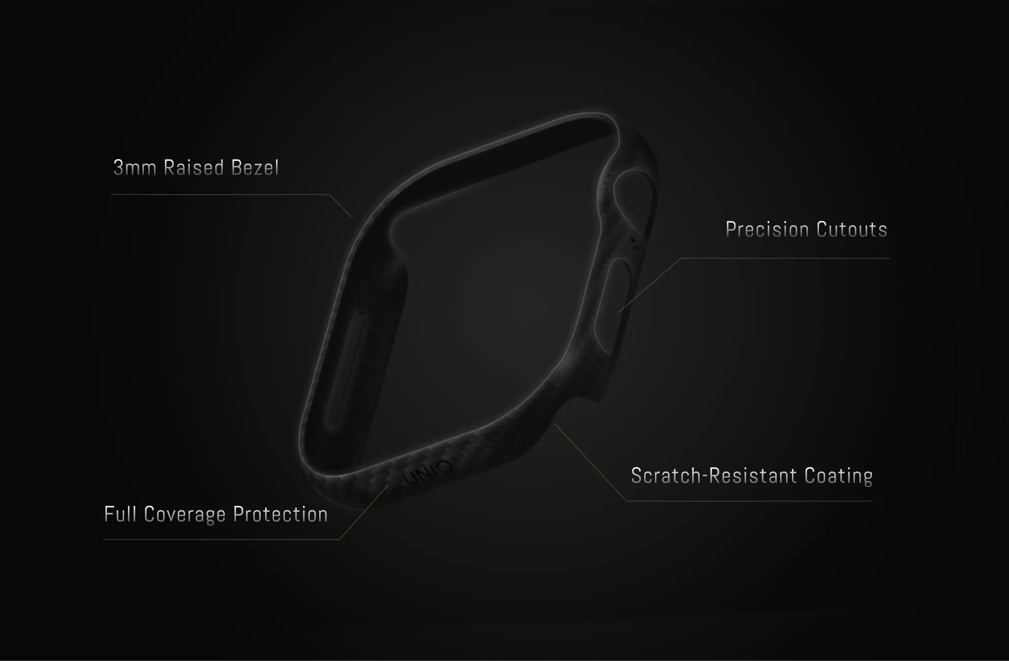 Чехол UNIQ Keva Verge для Apple Watch 42 мм, черный (Carbon Black)