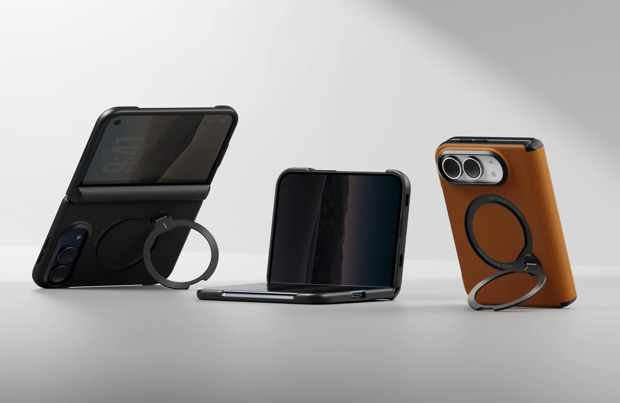 Чехол UNIQ Elix Q-Fold 360 Leather для iPhone Duo, коричневый (caramel)