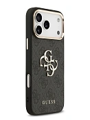 Чехол Guess на iPhone 17 Pro, черный,  PU Leather, metal logo