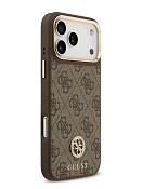 Чехол Guess на iPhone 17 Pro,  Leather, MagSafe, коричневый, Diamond
